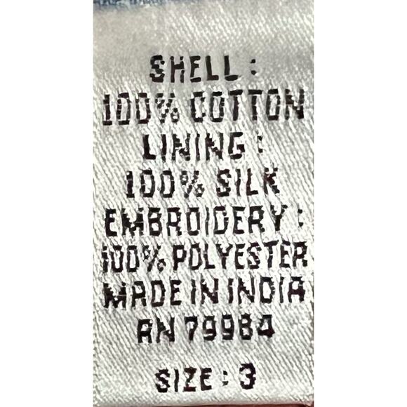 Chico’s Denim Jacket Women XL Blue Silk Lined Mandarin Collar Frog Closures - Picture 12 of 14